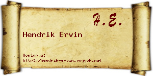 Hendrik Ervin névjegykártya